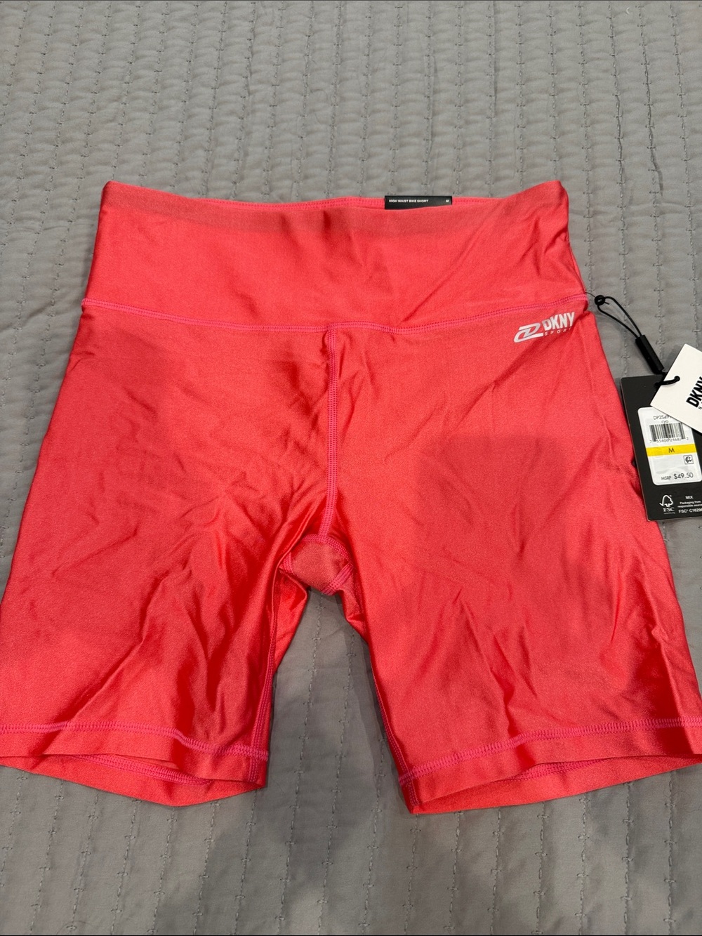 DKNY Women's Bright Coral Athletic Bike Shorts
